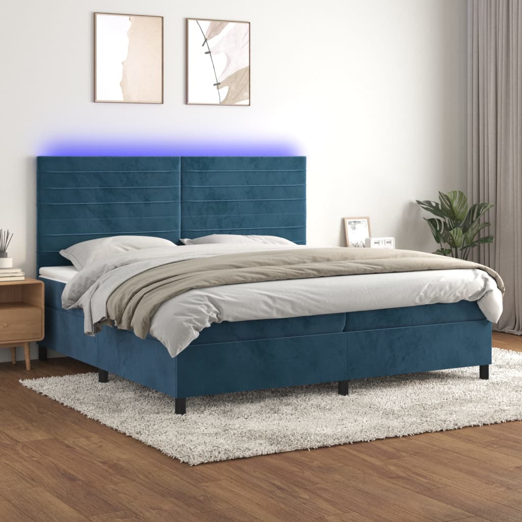 Boxspring Met Matras En Led Fluweel