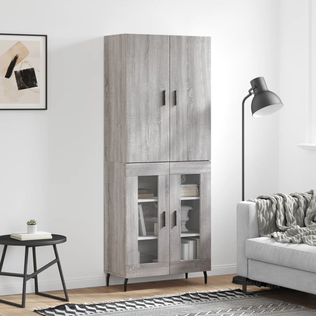 Hoge Kast 69,5X34X180 Cm Bewerkt Hout Kleurig