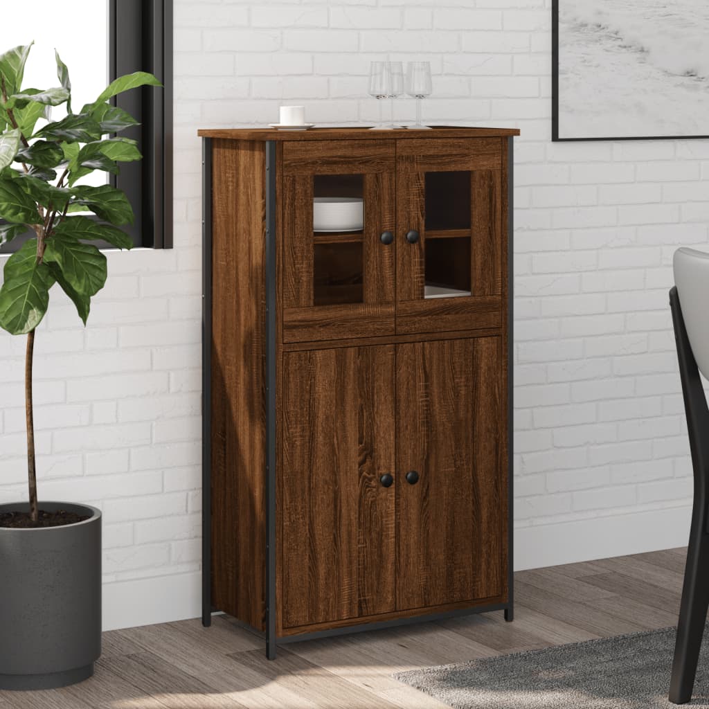 Hoge Kast 62X32X106,5 Cm Bewerkt Hout Kleurig