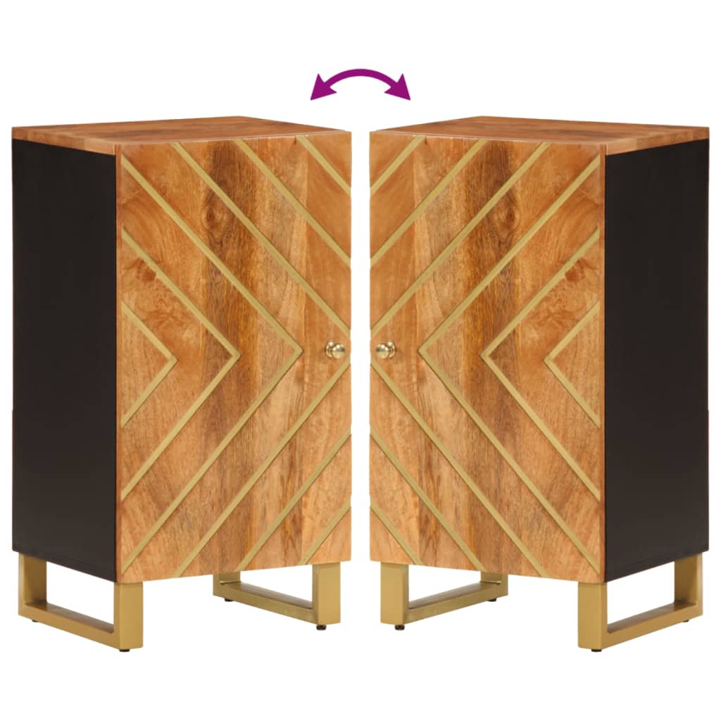 Dressoir 40X33,5X75 Cm Massief Mangohout Bruin En Zwart