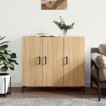 Dressoir 90X34X80 Cm Bewerkt Hout Eikenkleurig