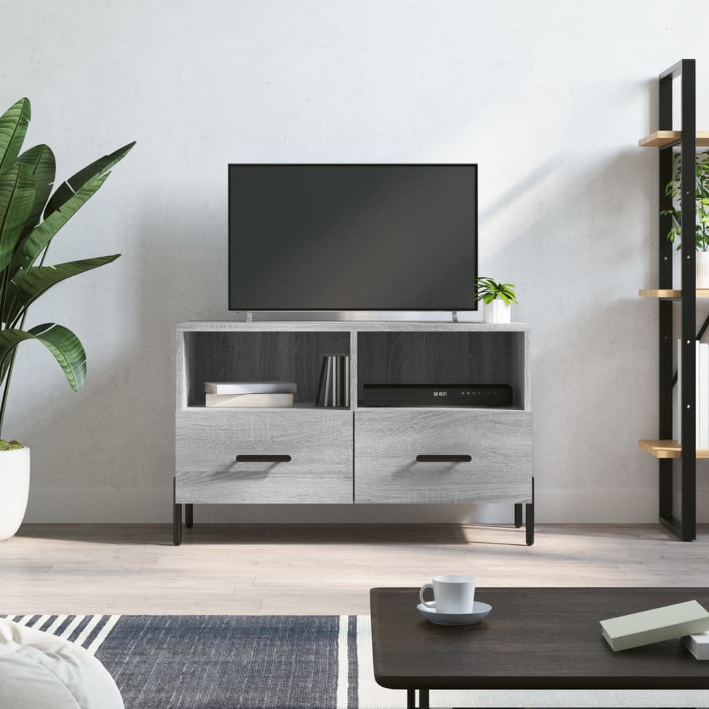 Tv-Meubel 80X36X50 Cm Bewerkt Hout Bruin Eikenkleur