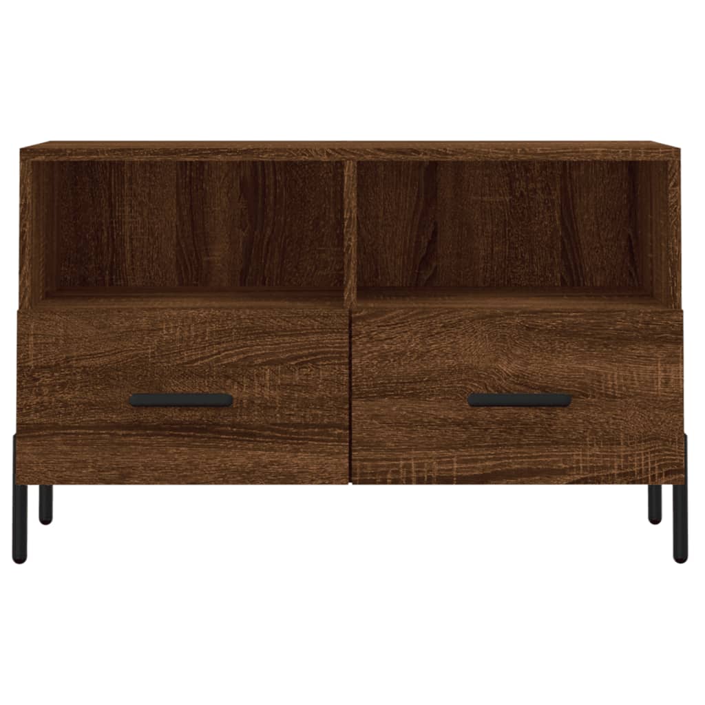 Tv-Meubel 80X36X50 Cm Bewerkt Hout Bruin Eikenkleur