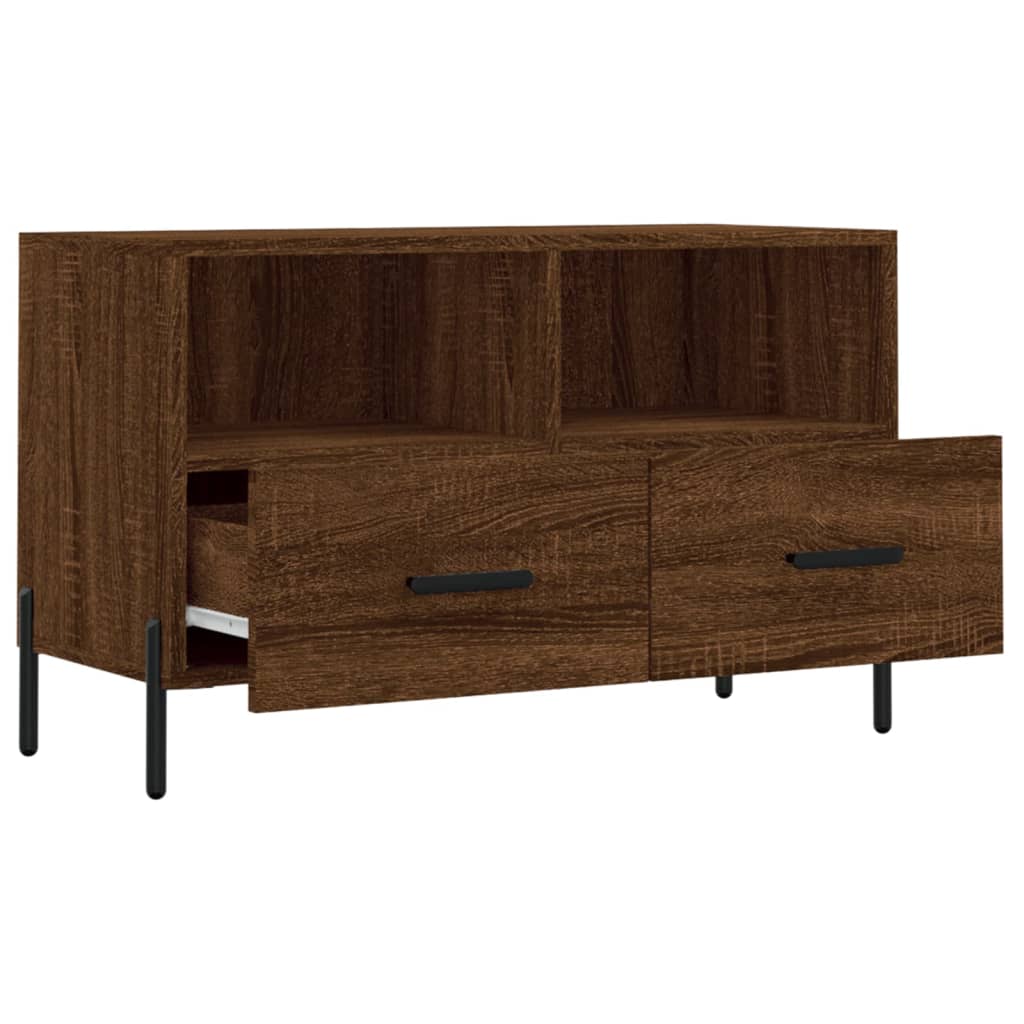 Tv-Meubel 80X36X50 Cm Bewerkt Hout Bruin Eikenkleur