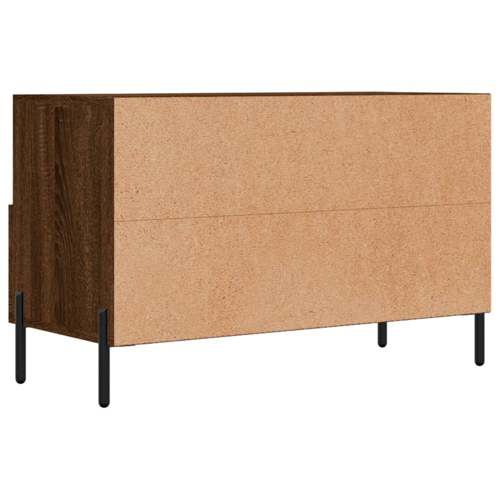 Tv-Meubel 80X36X50 Cm Bewerkt Hout Bruin Eikenkleur