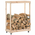 Houtblokhouder Met Wielen 76,5X40X108 Cm Massief Grenenhout