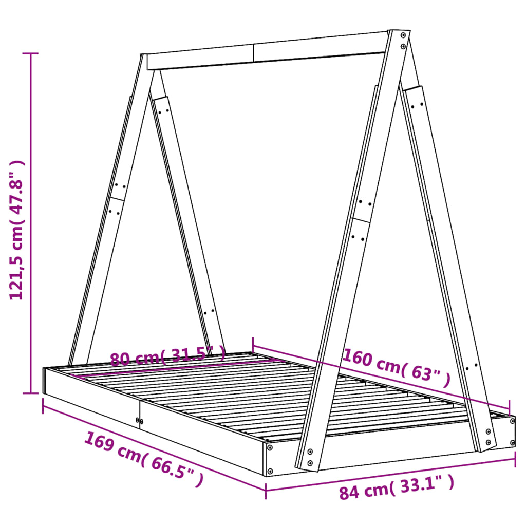 Kinderbedframe Massief Grenenhout