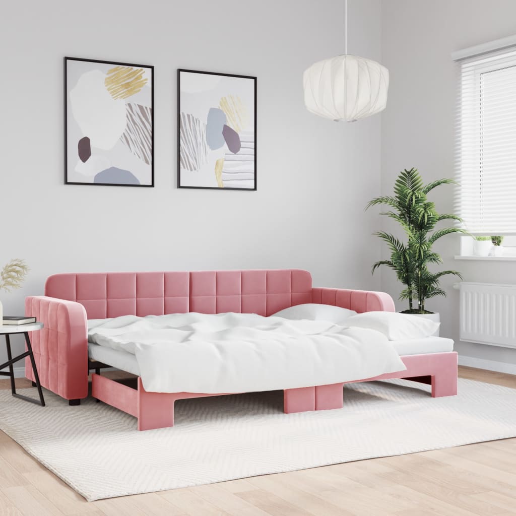 Slaapbank Fluweel Roze