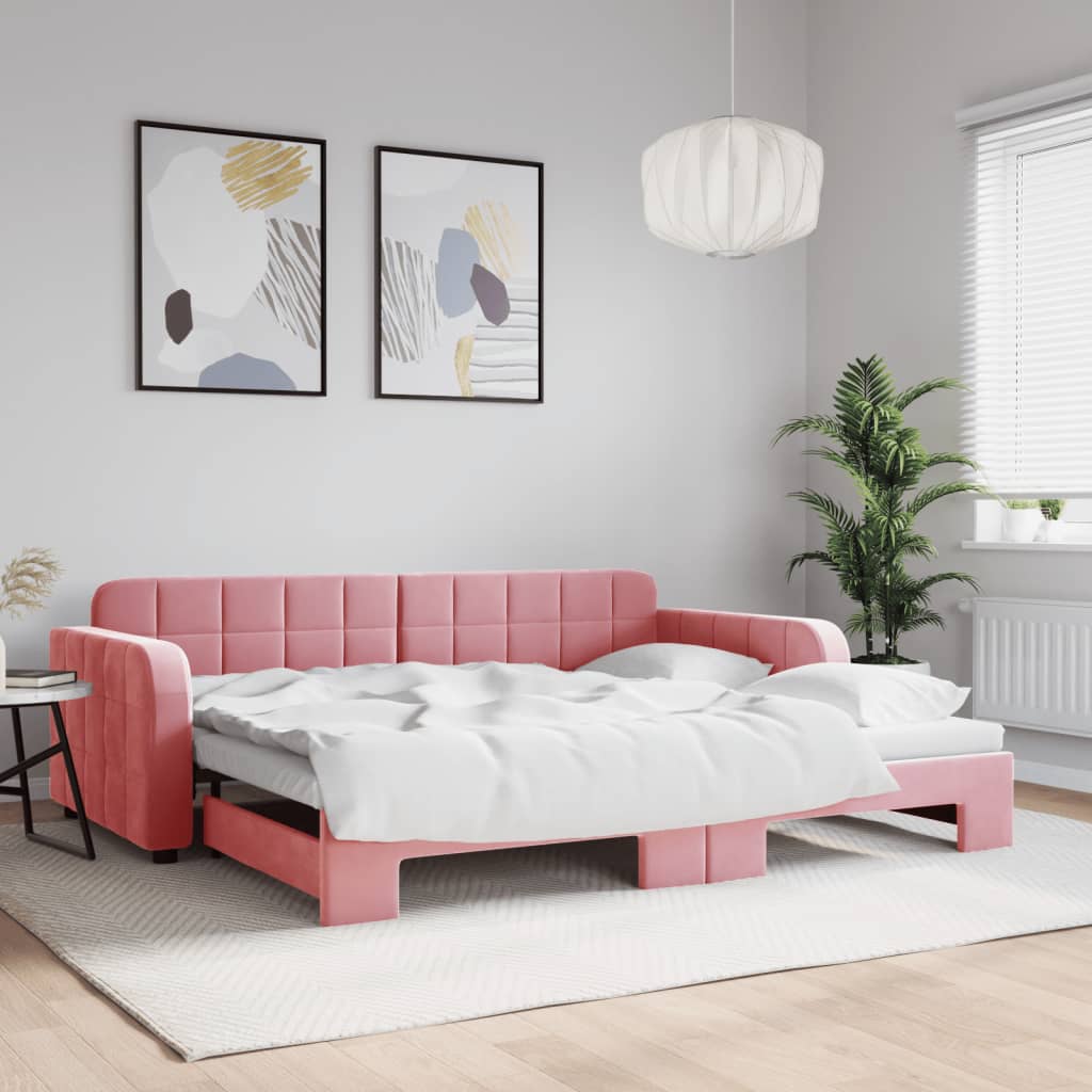 Slaapbank Fluweel Roze