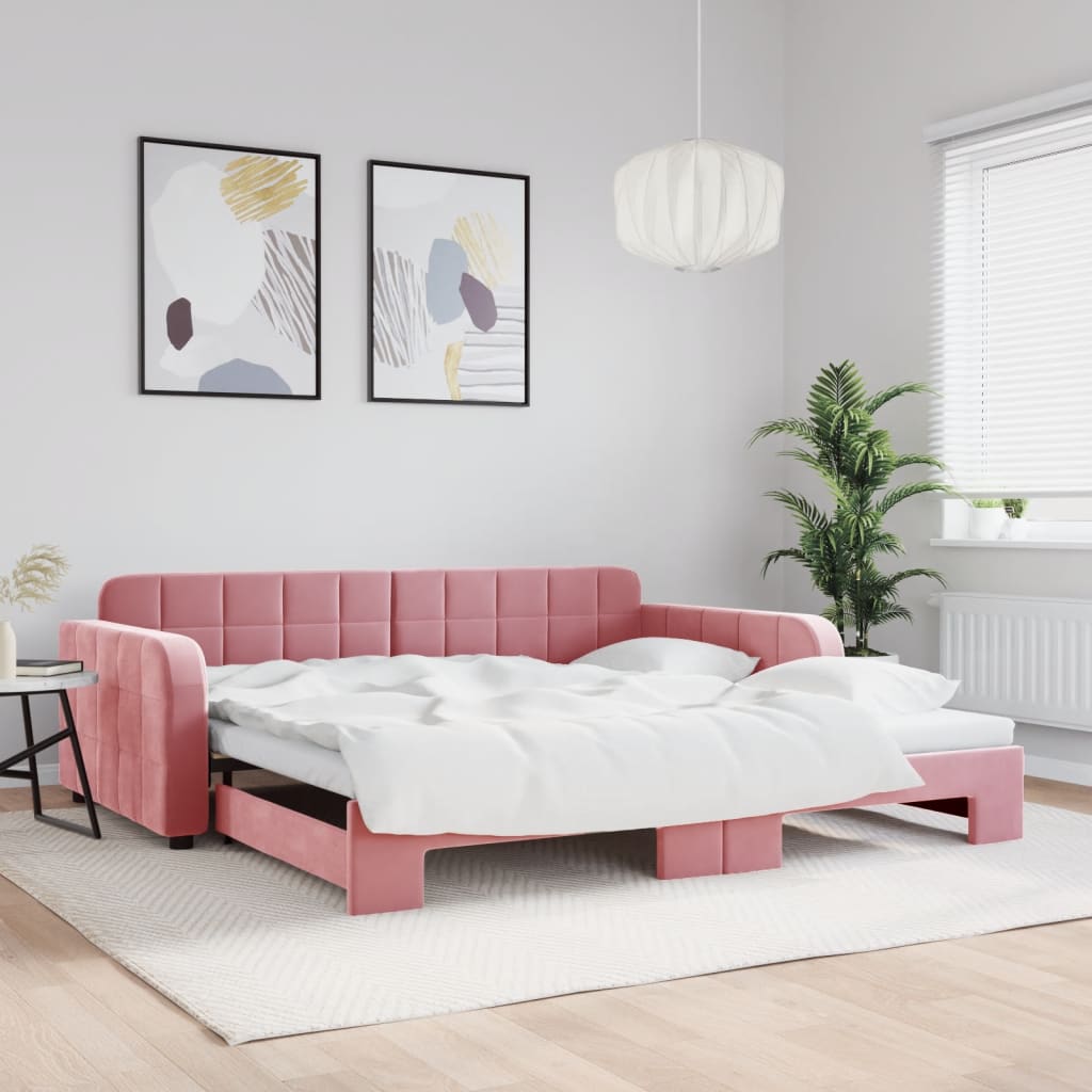 Slaapbank Fluweel Roze
