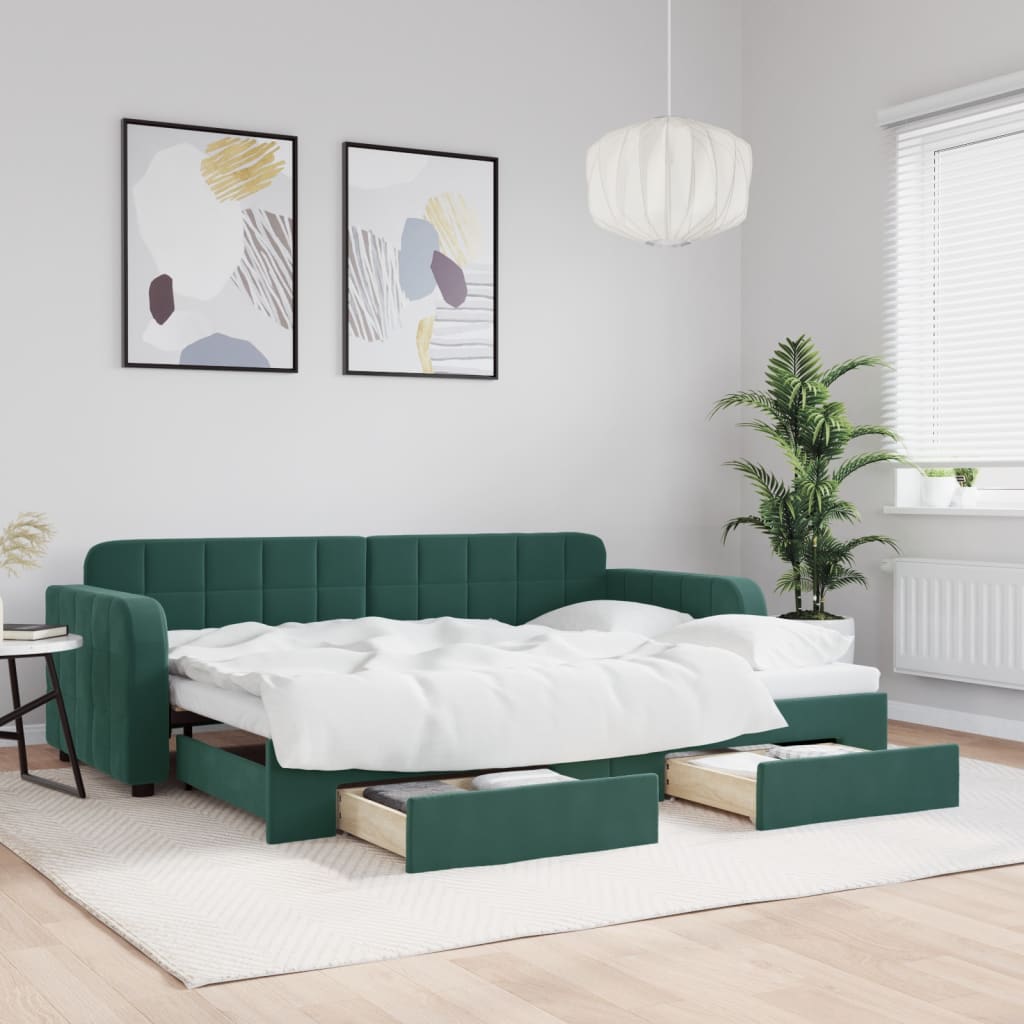 Slaapbank Met Onderschuifbed En Lades Fluweel