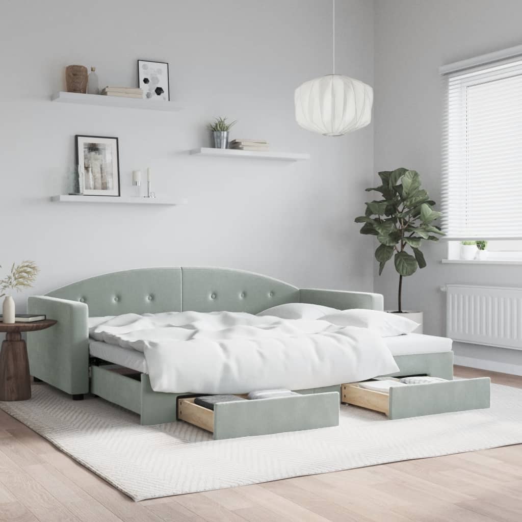 Slaapbank Met Onderschuifbed En Lades Fluweel