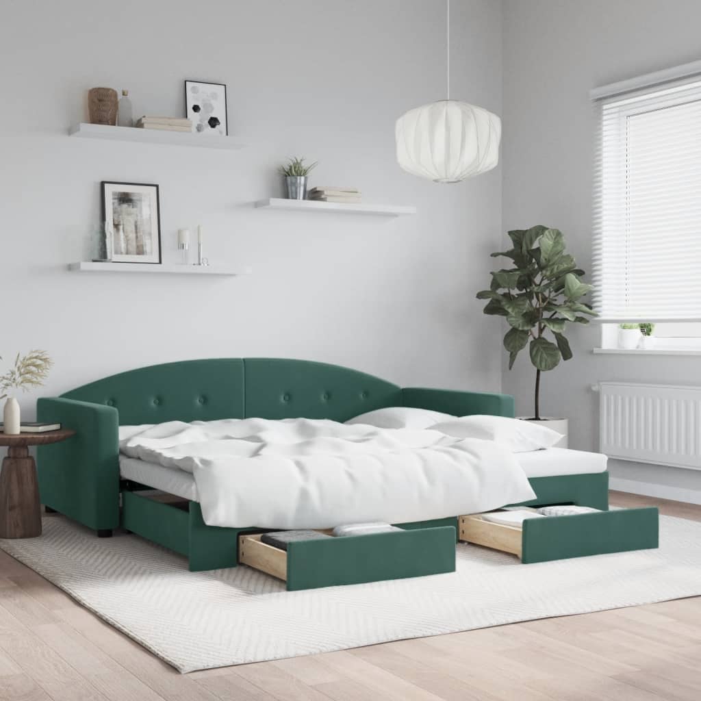 Slaapbank Met Onderschuifbed En Lades Fluweel
