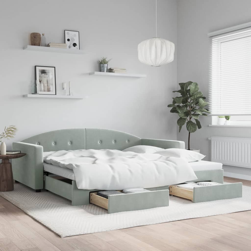 Slaapbank Met Onderschuifbed En Lades Fluweel