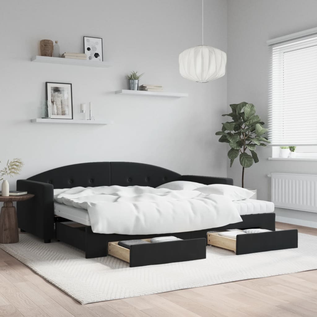 Slaapbank Met Onderschuifbed En Lades Fluweel