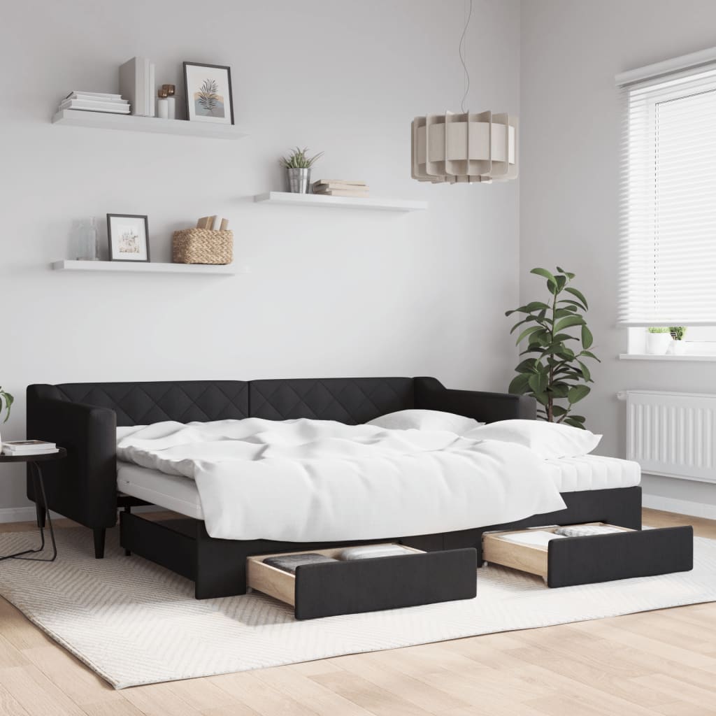 Slaapbank Onderschuifbed En Lades Stof