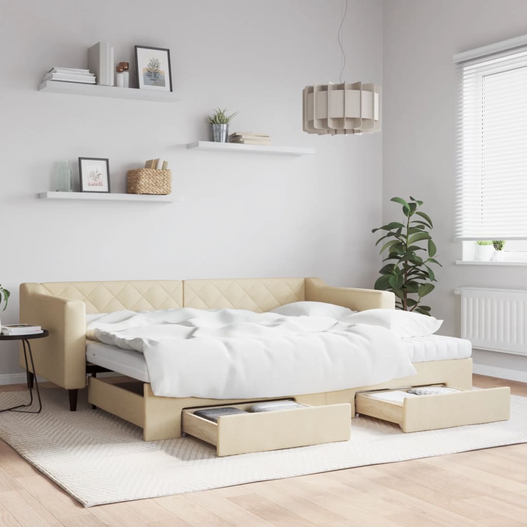 Slaapbank Onderschuifbed En Lades Stof