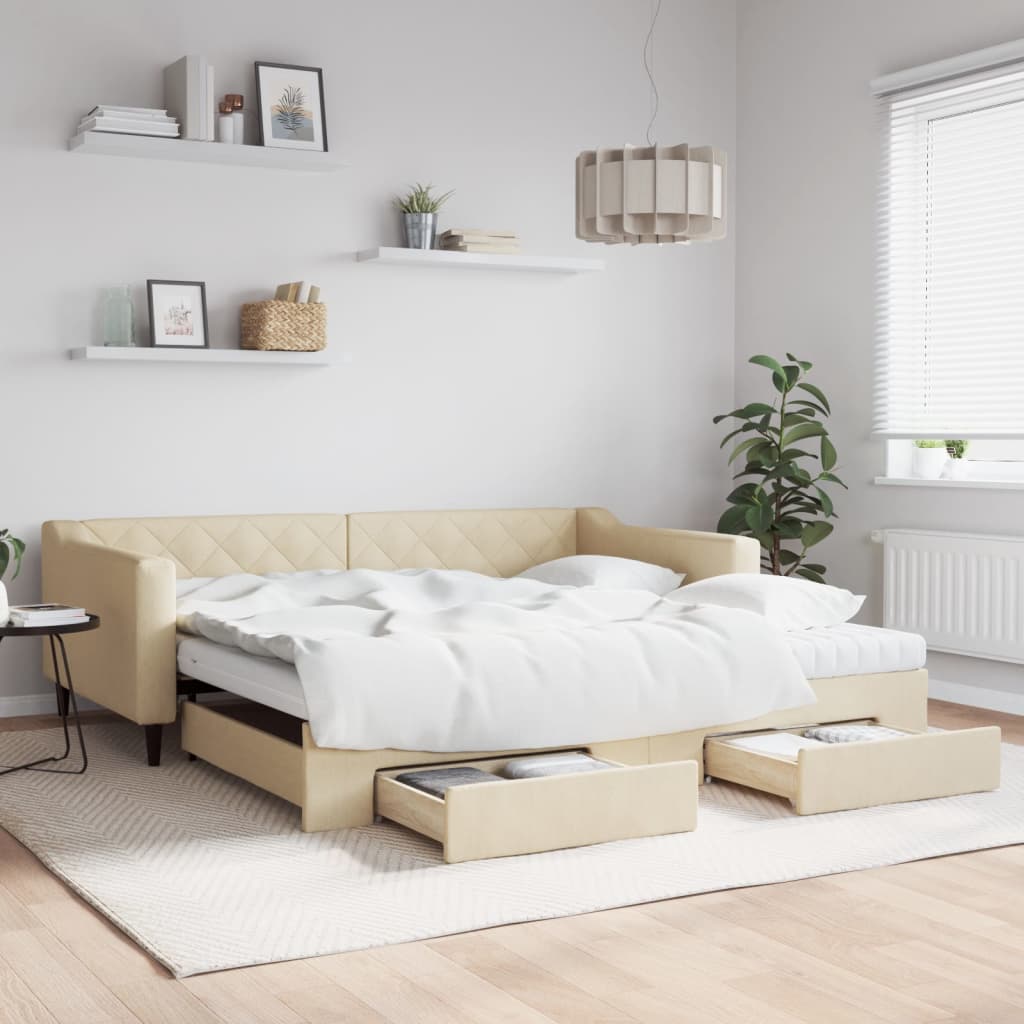 Slaapbank Onderschuifbed En Lades Stof