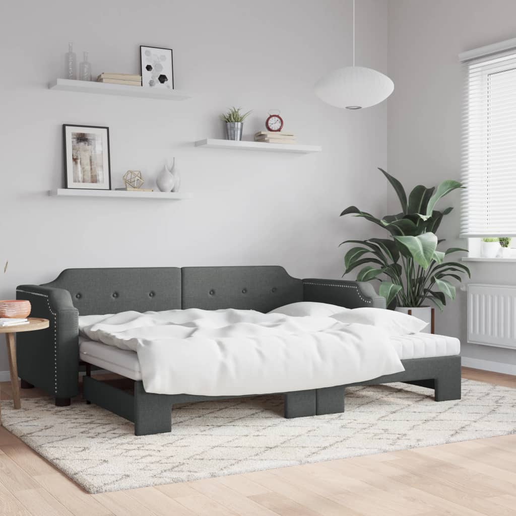 Slaapbank Met Onderschuifbed En Matrassen Stof