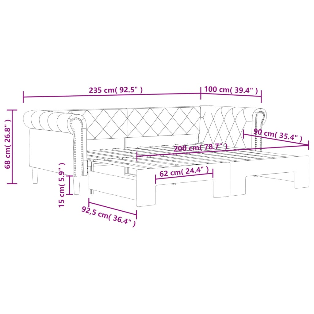Slaapbank En Onderschuifbed Kunstleer Kleur