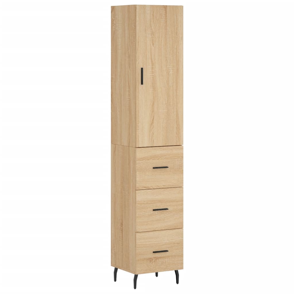 Hoge Kast 34,5X34X180 Cm Bewerkt Hout Kleurig