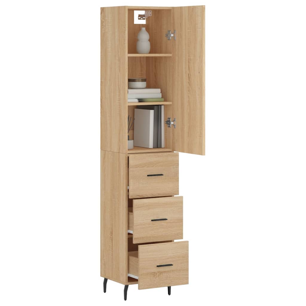 Hoge Kast 34,5X34X180 Cm Bewerkt Hout Kleurig