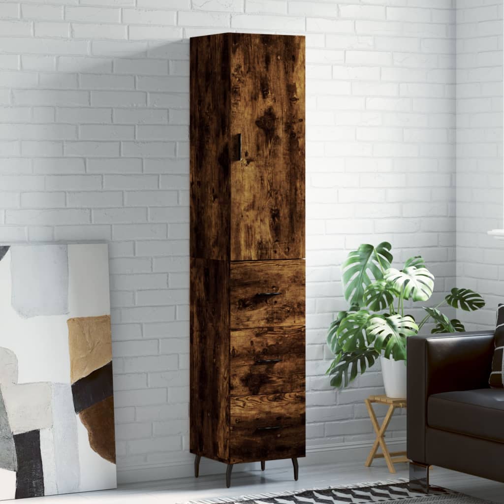 Hoge Kast 34,5X34X180 Cm Bewerkt Hout Kleurig