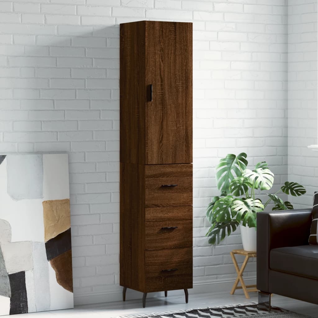 Hoge Kast 34,5X34X180 Cm Bewerkt Hout Kleurig