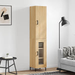 Hoge Kast 34,5X34X180 Cm Bewerkt Hout Eikenkleurig