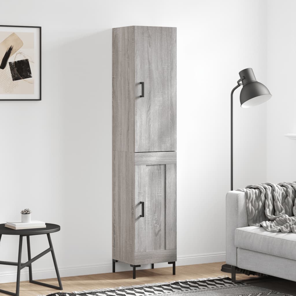 Hoge Kast 34,5X34X180 Cm Bewerkt Hout Eikenkleurig