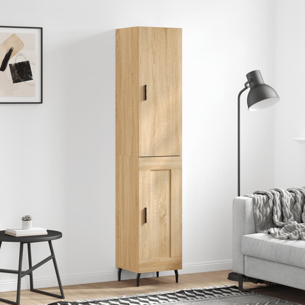 Hoge Kast 34,5X34X180 Cm Bewerkt Hout Kleurig