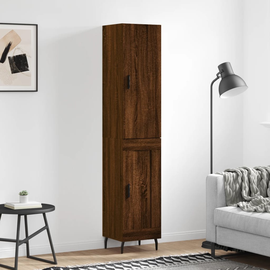 Hoge Kast 34,5X34X180 Cm Bewerkt Hout Kleurig