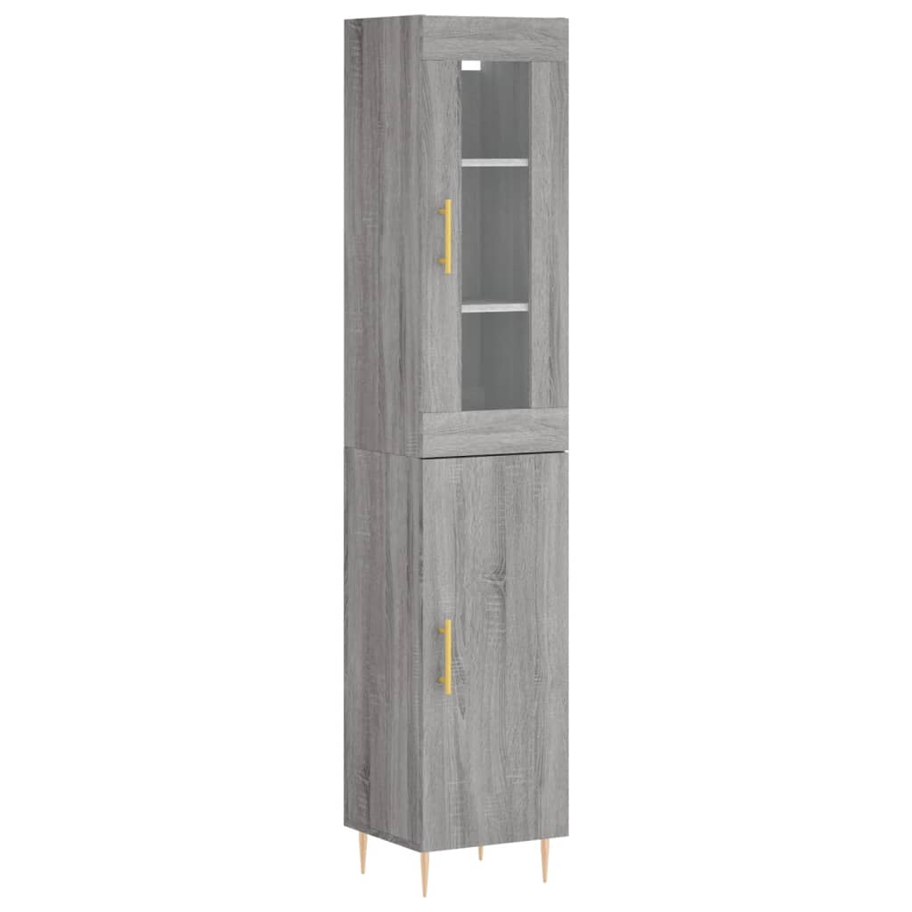 Hoge Kast 34,5X34X180 Cm Bewerkt Hout Eikenkleurig