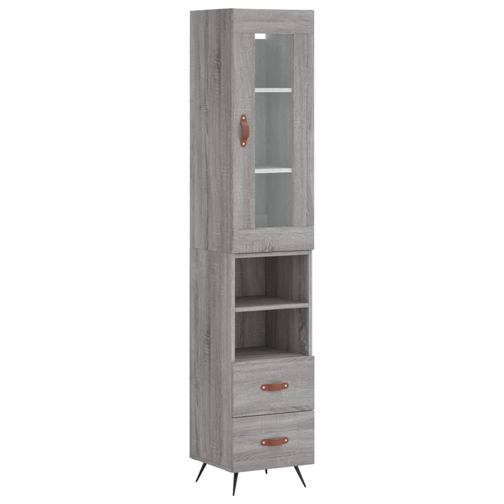 Hoge Kast 34,5X34X180 Cm Bewerkt Hout Eikenkleurig