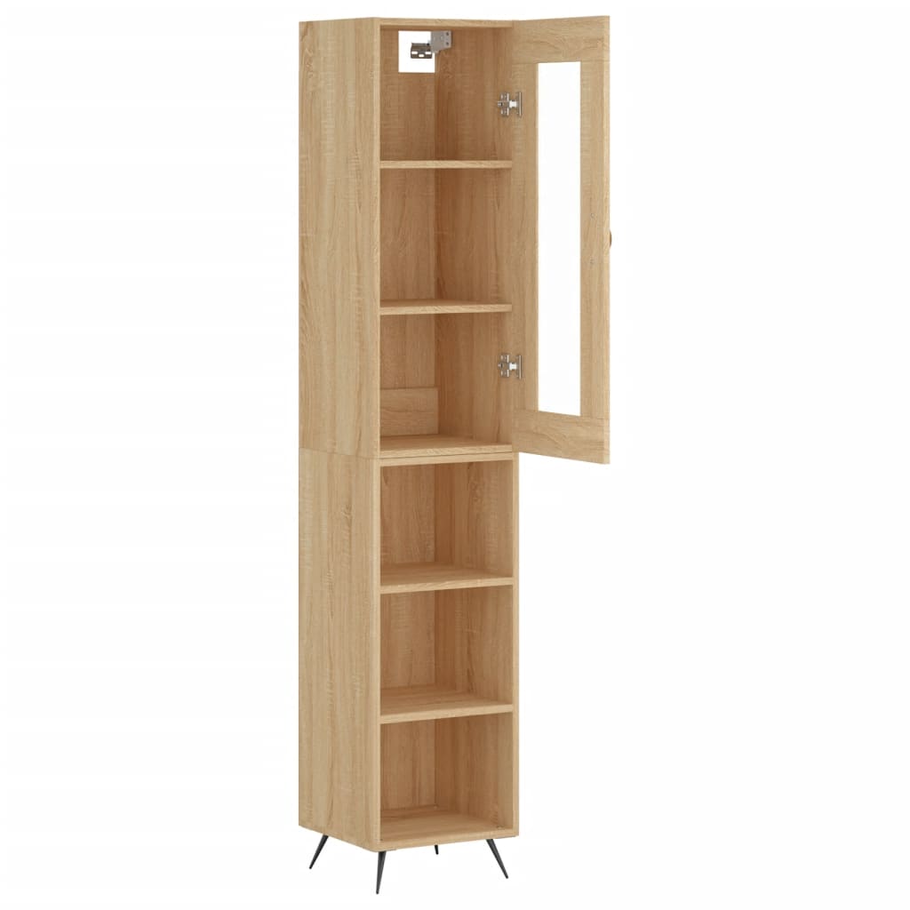 Hoge Kast 34,5X34X180 Cm Bewerkt Hout Kleurig