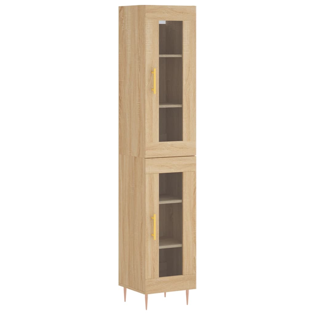 Hoge Kast 34,5X34X180 Cm Bewerkt Hout Kleurig
