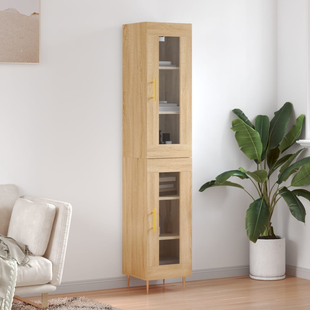 Hoge Kast 34,5X34X180 Cm Bewerkt Hout Kleurig