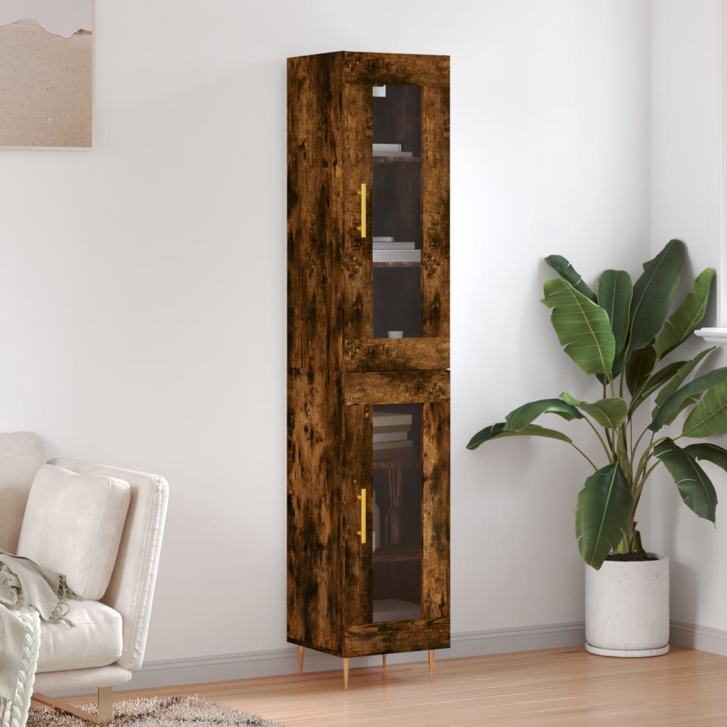 Hoge Kast 34,5X34X180 Cm Bewerkt Hout Kleurig