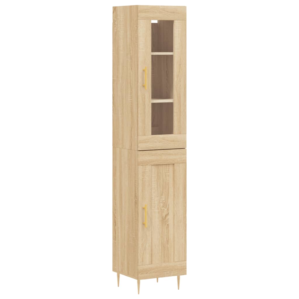 Hoge Kast 34,5X34X180 Cm Bewerkt Hout Kleurig