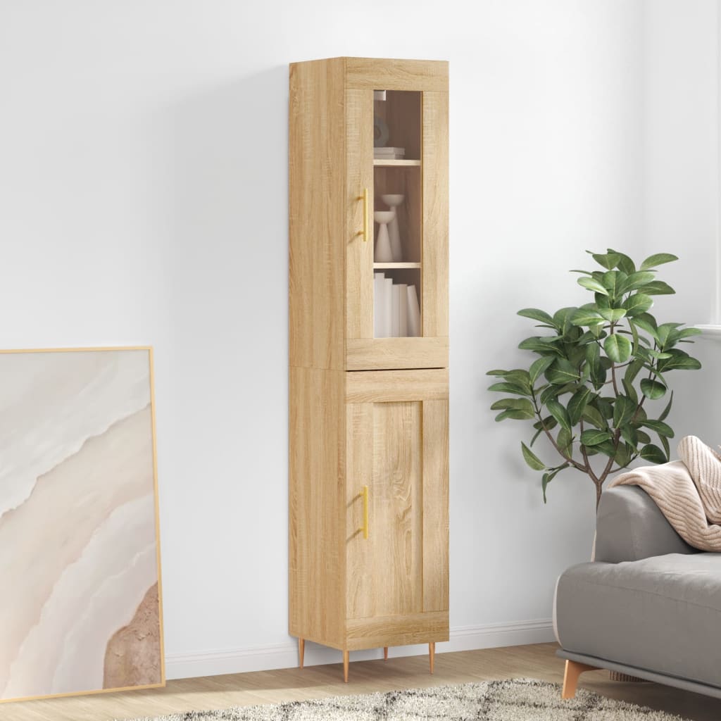 Hoge Kast 34,5X34X180 Cm Bewerkt Hout Kleurig