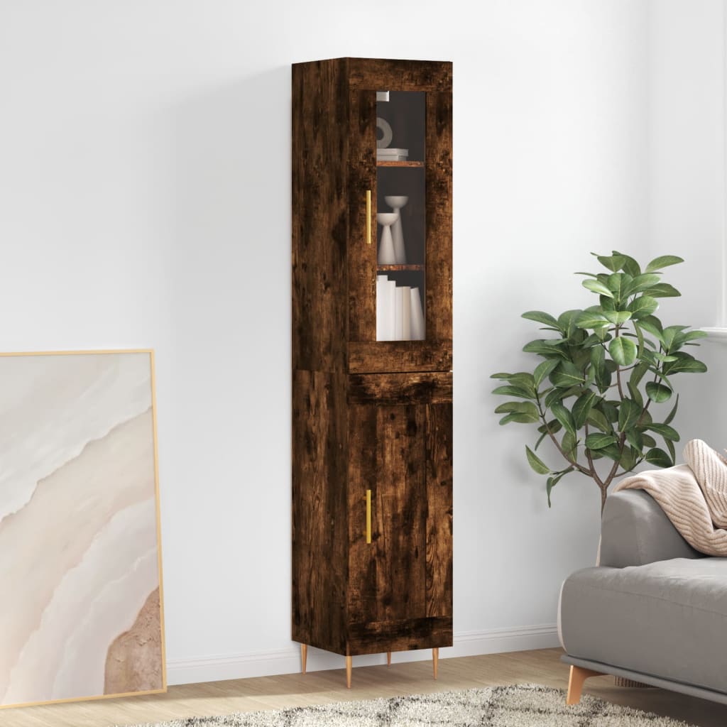Hoge Kast 34,5X34X180 Cm Bewerkt Hout Kleurig