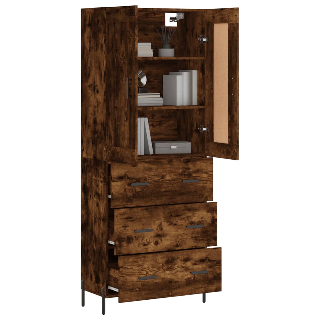 Hoge Kast 69,5X34X180 Cm Bewerkt Hout Kleurig