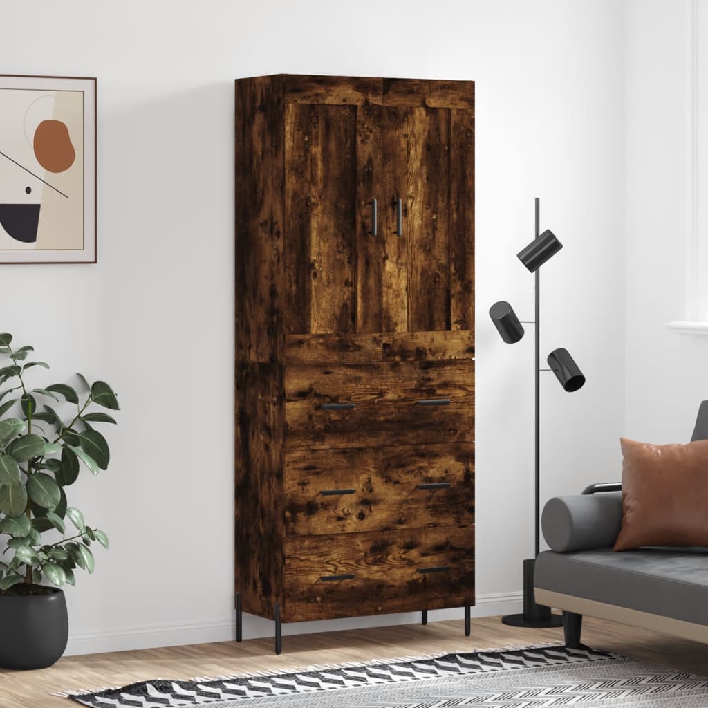 Hoge Kast 69,5X34X180 Cm Bewerkt Hout Kleurig