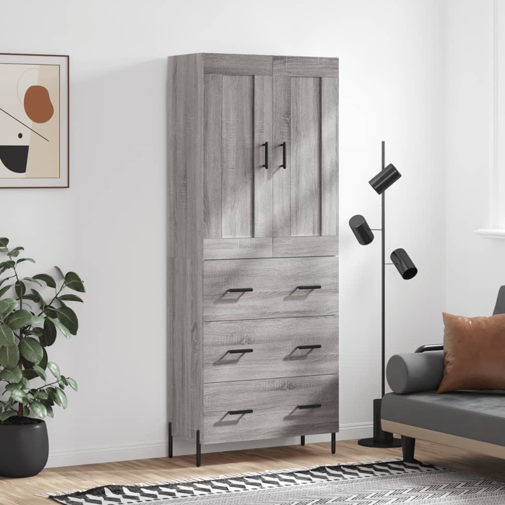 Hoge Kast 69,5X34X180 Cm Bewerkt Hout Kleurig