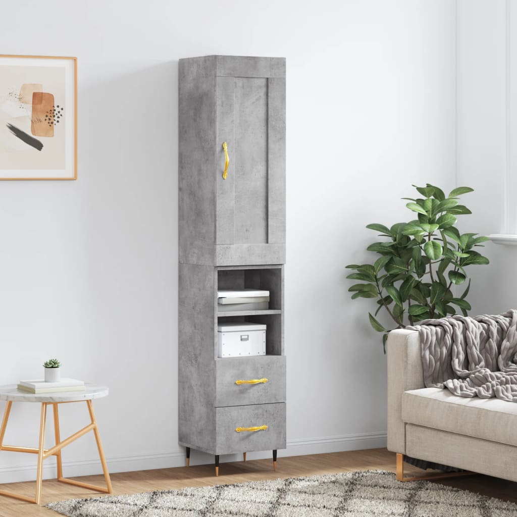 Hoge Kast 34,5X34X180 Cm Bewerkt Hout Eikenkleurig