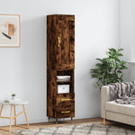 Hoge Kast 34,5X34X180 Cm Bewerkt Hout Eikenkleurig