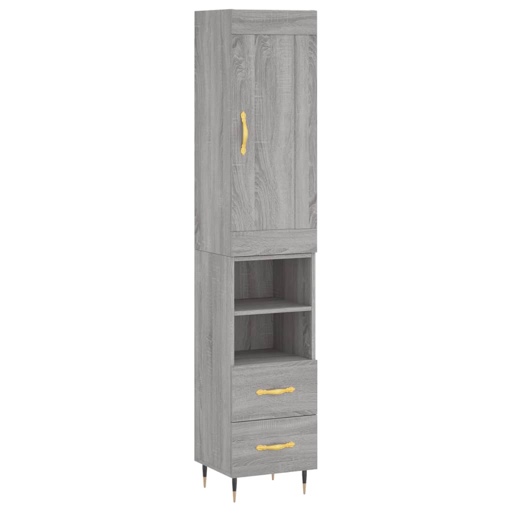 Hoge Kast 34,5X34X180 Cm Bewerkt Hout Eikenkleurig