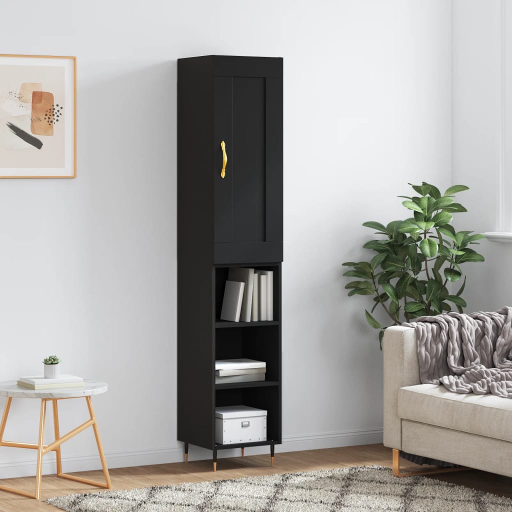 Hoge Kast 34,5X34X180 Cm Bewerkt Hout Eikenkleurig
