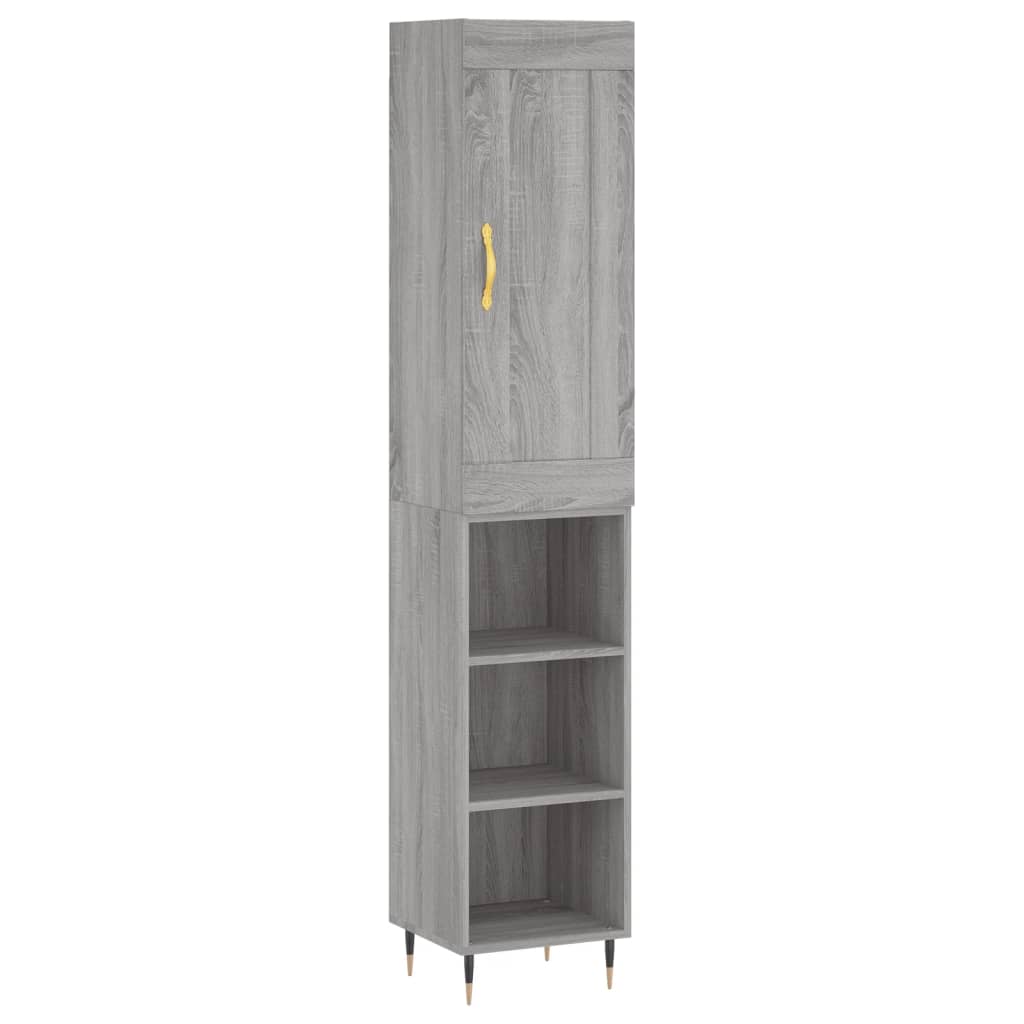 Hoge Kast 34,5X34X180 Cm Bewerkt Hout Eikenkleurig