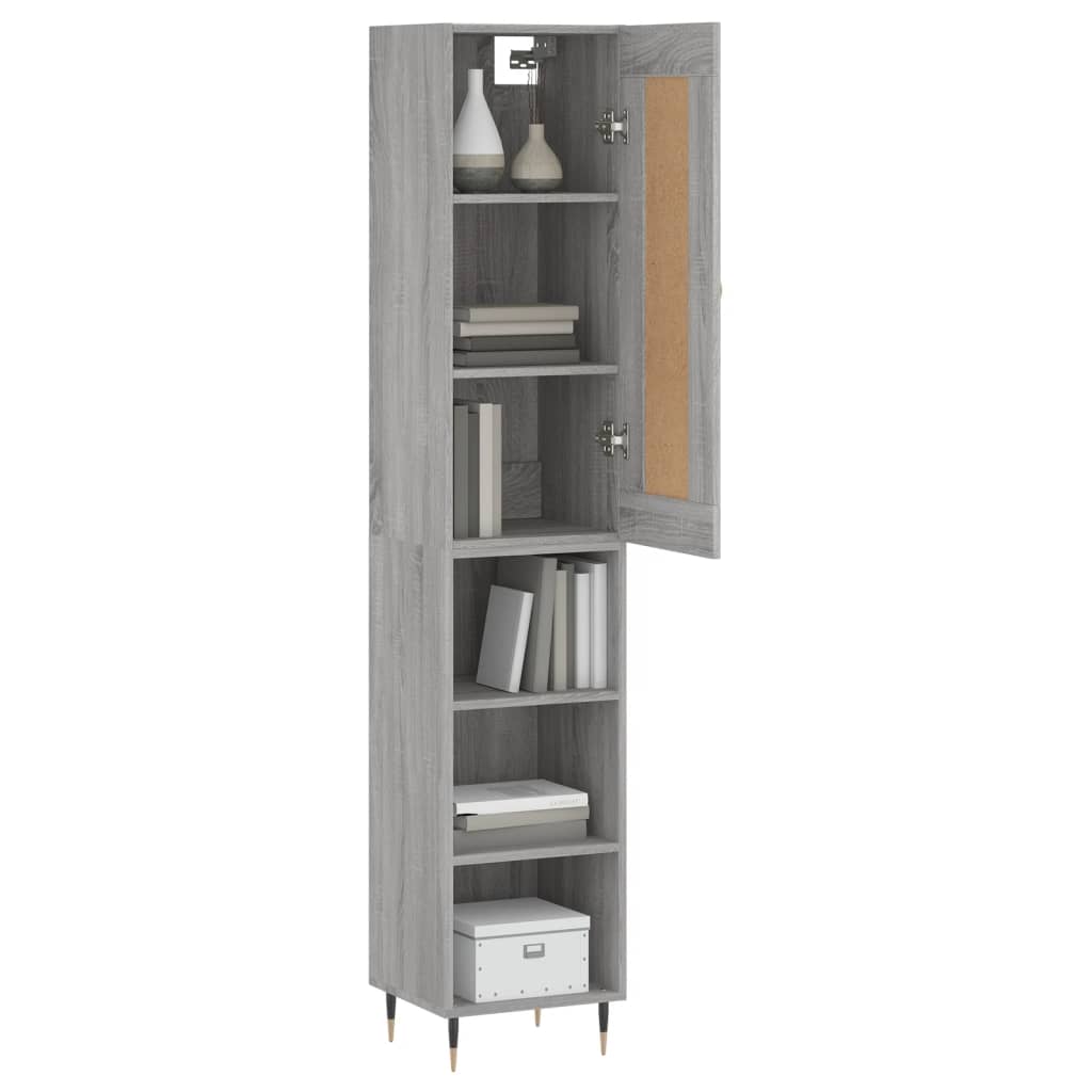 Hoge Kast 34,5X34X180 Cm Bewerkt Hout Eikenkleurig